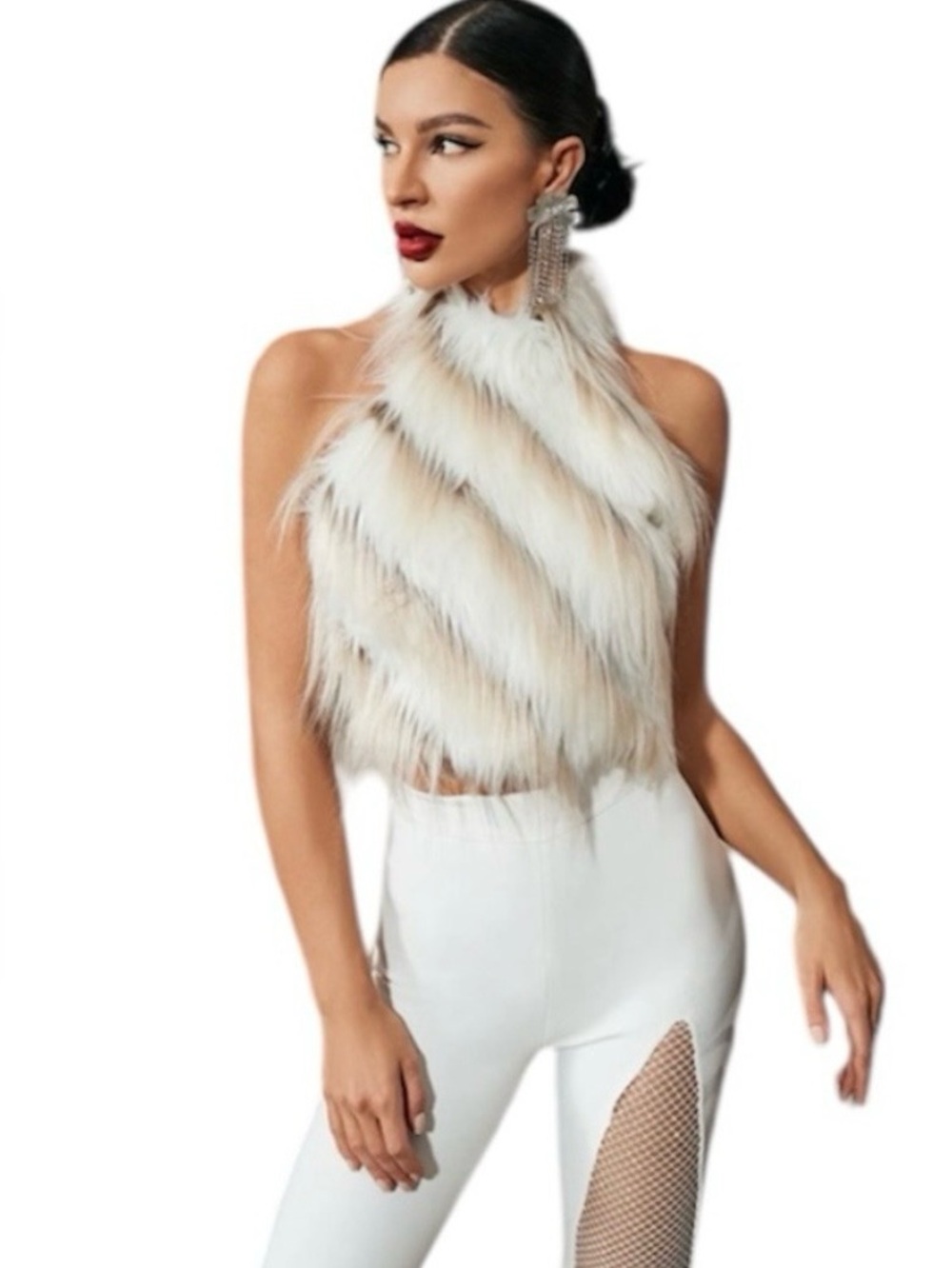 Mew Mews Thara Faux Fur Halter Top